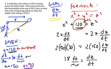 Related Rates Part 3 #3 Kite Problem | Educreations