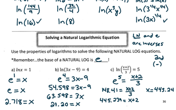 Simplifying natural logs | Educreations