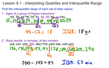 Lesson 9.1 - Interpreting Quartiles And Interquartile Range | Educreations