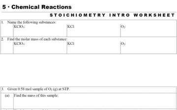 GC 5.2 Stoichiometry Intro Worksheet | Educreations