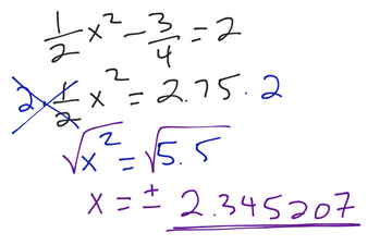 solving quadratic equations with square roots