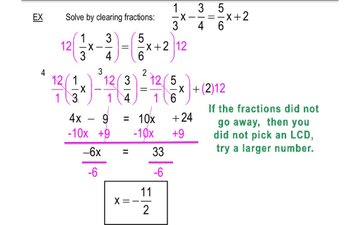 2.1-2.2 Equations: Clearing Fractions. Part 2 | Educreations