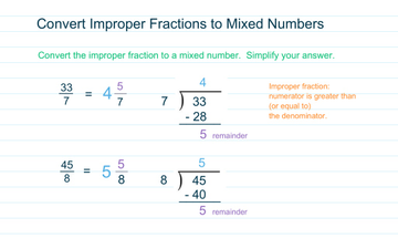 Convert Improper Fractions to Mixed Numbers | Educreations
