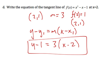 Average To Instantaneous Rate Of Change Part D Tangent Line Equation ...